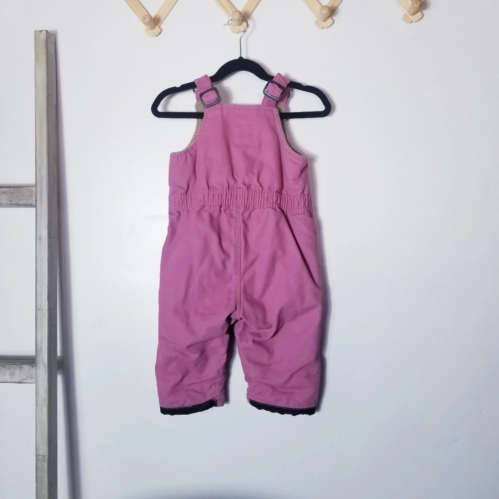 BERNE GIRL'S PINK INSULATED BIB OVERALLS SIZE 24 MONTHS